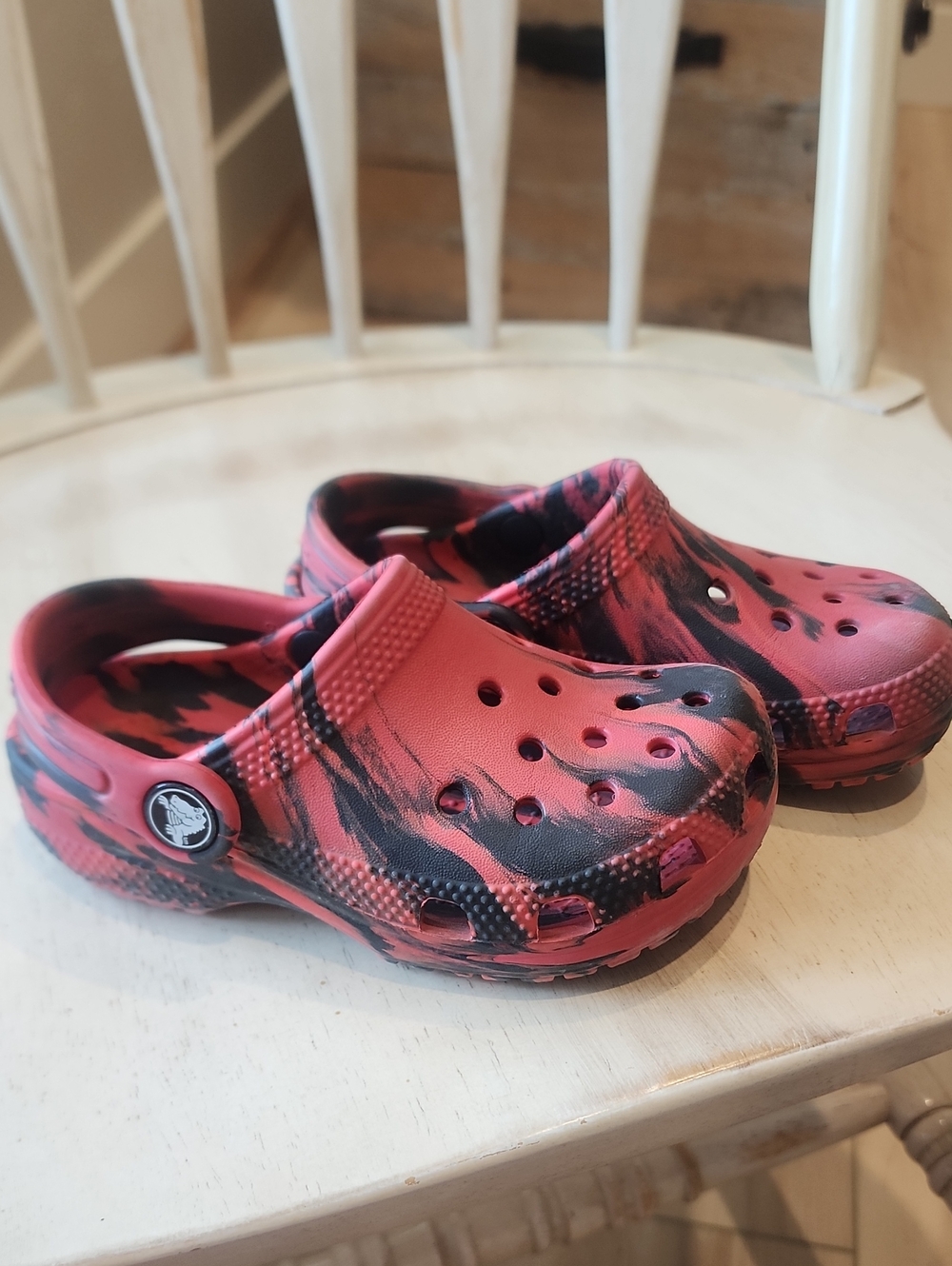 Crocs Kids Red & Black Clog-Style Sandals
